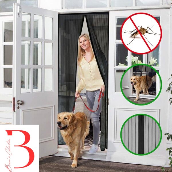 Magnetic Screen Door 36"x83",Durable Fiberglass Mesh Curtain ,Keep Mosquito Out and Let Fresh Air-Sunlight in,Self Sealing Magnets Screen Door mesh,Pet and Kid Friendly-Black