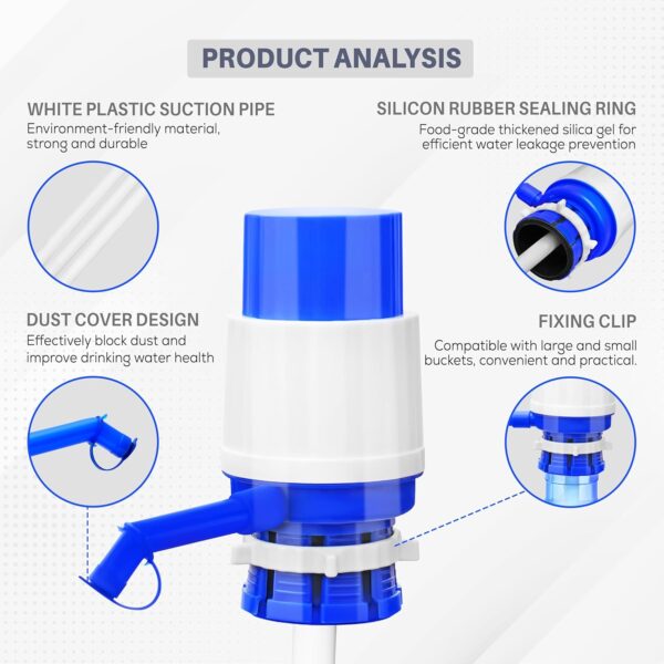 Manual Water Dispenser Pump for 20 Liter Bottle Can Easy Portable Hand Press Dispenser Pump for Universal 2-5 Gallon Bottle Can - Image 2