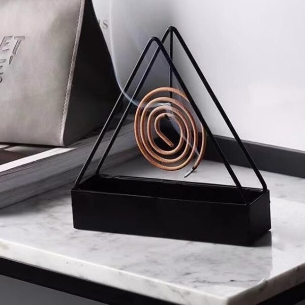 Designer Portable Iron Mosquito Coil Holder with Handle - Fireproof Material Incense Holder (Triangle) - Image 2