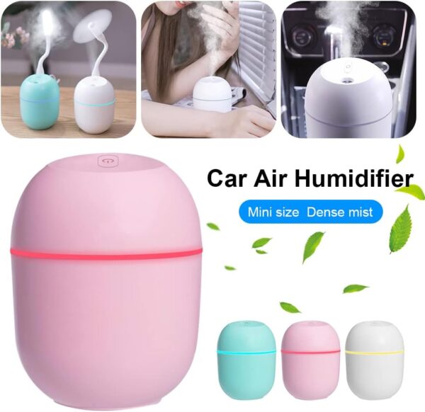 Portable Mini Air Humidifier USB Personal Desktop Humidifier Car Home Aroma Essential Oil Diffuser with LED Ambient Light - Image 3