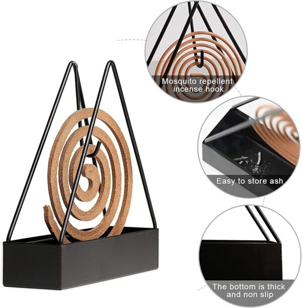 Designer Portable Iron Mosquito Coil Holder with Handle - Fireproof Material Incense Holder (Triangle) - Image 3