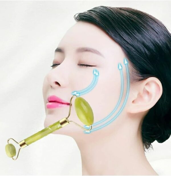 Jade Roller and Gua Sha Set Natural Jade Roller for Face Eye Neck Massage to Make Your Face Magic Spells (STONE) - Image 4