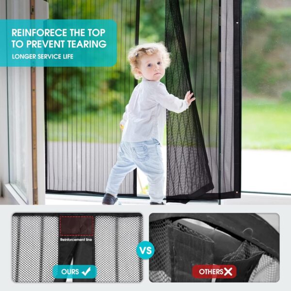 Magnetic Screen Door 36"x83",Durable Fiberglass Mesh Curtain ,Keep Mosquito Out and Let Fresh Air-Sunlight in,Self Sealing Magnets Screen Door mesh,Pet and Kid Friendly-Black - Image 4