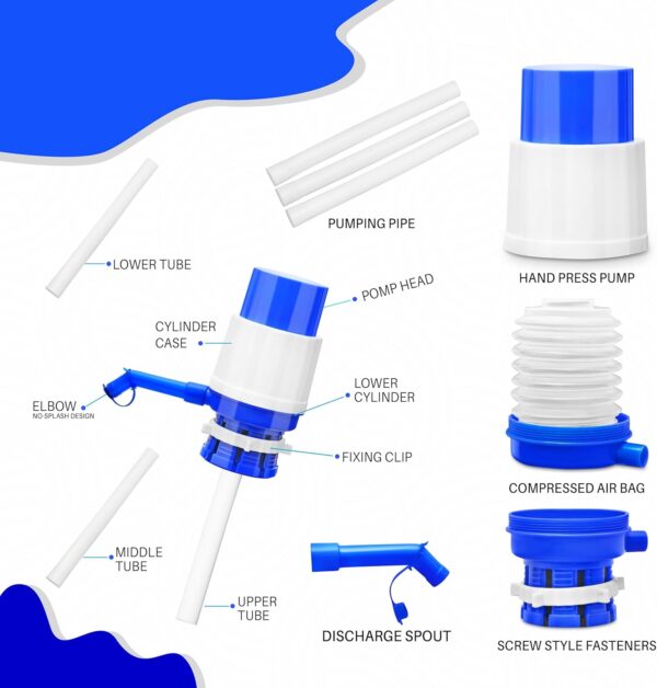 Manual Water Dispenser Pump for 20 Liter Bottle Can Easy Portable Hand Press Dispenser Pump for Universal 2-5 Gallon Bottle Can - Image 5
