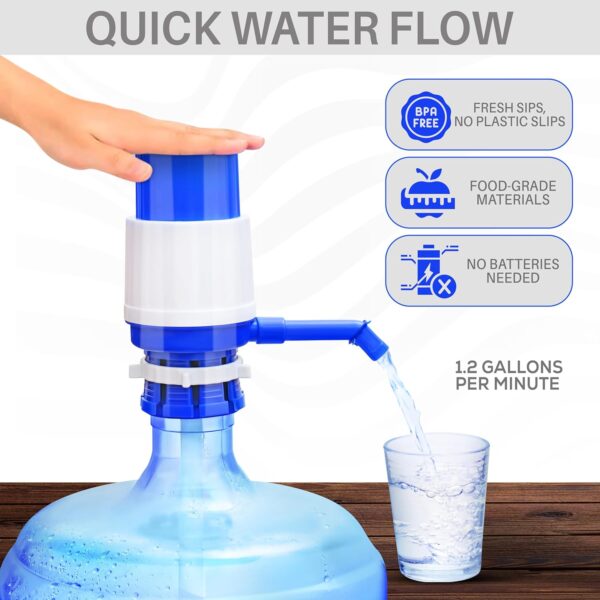Manual Water Dispenser Pump for 20 Liter Bottle Can Easy Portable Hand Press Dispenser Pump for Universal 2-5 Gallon Bottle Can - Image 6