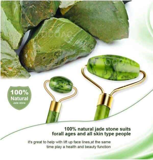 Jade Roller and Gua Sha Set Natural Jade Roller for Face Eye Neck Massage to Make Your Face Magic Spells (STONE) - Image 6
