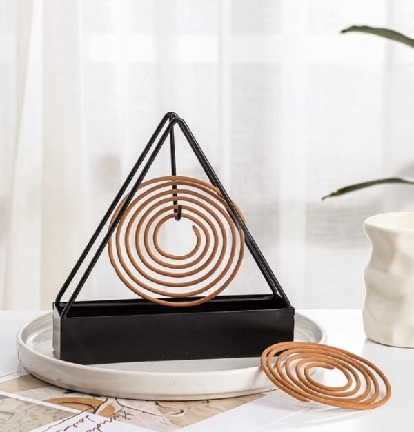 Designer Portable Iron Mosquito Coil Holder with Handle - Fireproof Material Incense Holder (Triangle) - Image 7