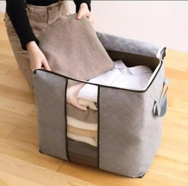 Storage Bags Improved Quality Large Storage Bags Organizer Portable Bamboo Clothes Blanket Large Folding Bag Non Woven Storage Boxes - Image 2
