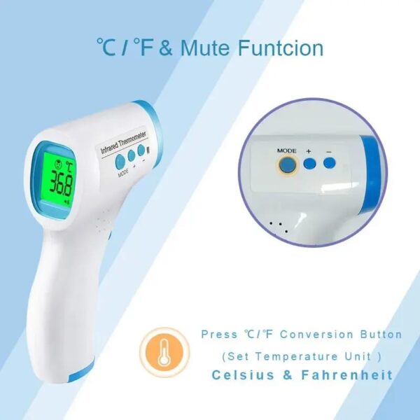Digital Infrared Thermometer for baby Kid Adult 1 Second Non Contacted Forehead 3 Color Backlight Laser Fever Temperature Gun - Image 4