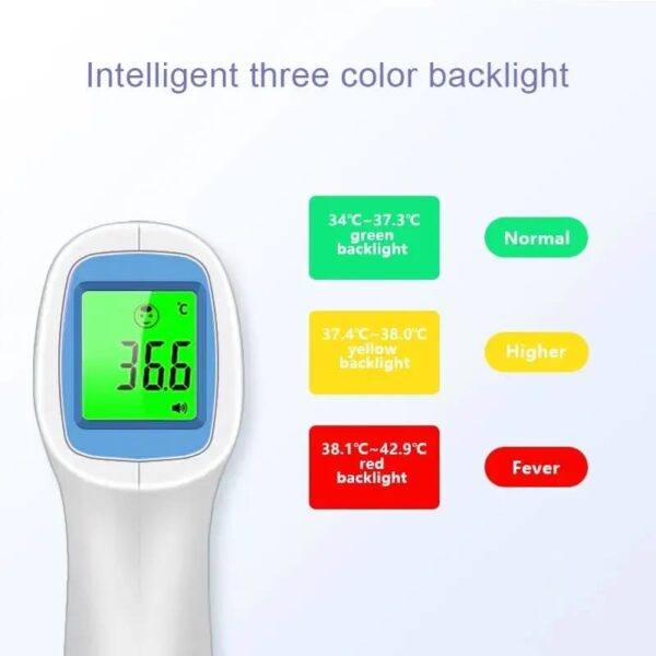 Digital Infrared Thermometer for baby Kid Adult 1 Second Non Contacted Forehead 3 Color Backlight Laser Fever Temperature Gun - Image 2