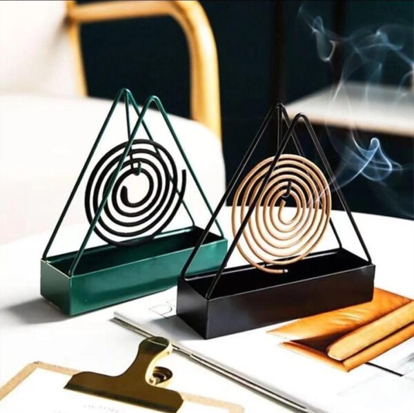 Designer Portable Iron Mosquito Coil Holder with Handle - Fireproof Material Incense Holder (Triangle) - Image 9