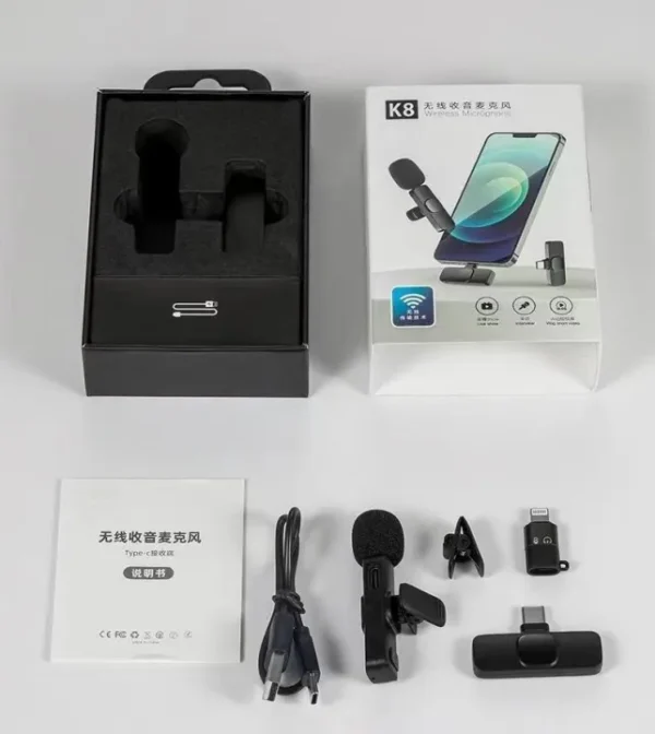 K8 Type-c Wireless Lavalier Microphone Portable Audio Video Recording Mic For Type C Android Live Game Mobile Phone Mic For Vlog Interview Podcast Live Streaming - Image 3