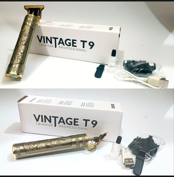 Metal Body – Vintage T9 Trimmer And Hair Clipper Cutting Machine For Men | Dragon Design | Golden Color Trimmer - Image 3