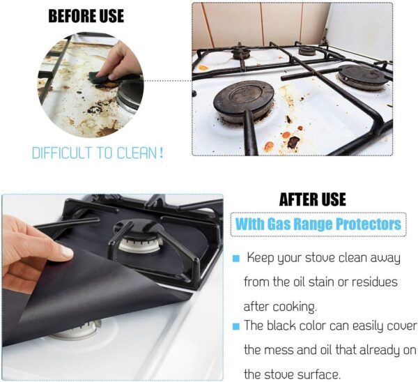 Gas Stove Burner Covers Pack of 4 Pcs, Oninaa Double Thickness Gas Range Protectors, Reusable, Non-Stick, Heat-resistant - Image 3