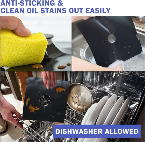 Gas Stove Burner Covers Pack of 4 Pcs, Oninaa Double Thickness Gas Range Protectors, Reusable, Non-Stick, Heat-resistant - Image 4