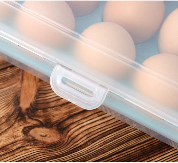 Eggs Container, 1 Pcs Plastic Egg Box, Fridge Egg Holder, Plastic Egg Storage Container, Egg Container with Lid, Multi-Use Eggs Storage Box, Egg Holder Tray, for Home Refrigerator Kitchen, 15 Grids - Image 4