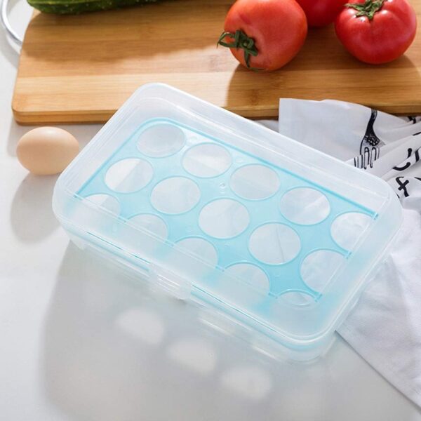 Eggs Container, 1 Pcs Plastic Egg Box, Fridge Egg Holder, Plastic Egg Storage Container, Egg Container with Lid, Multi-Use Eggs Storage Box, Egg Holder Tray, for Home Refrigerator Kitchen, 15 Grids - Image 5