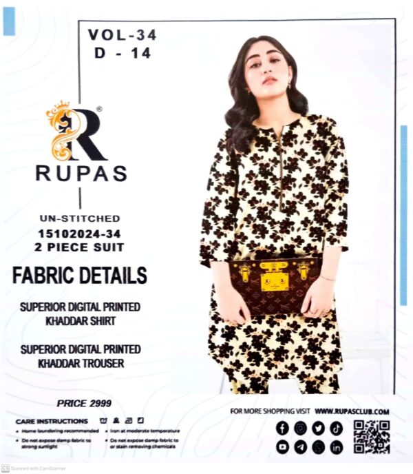 Rupas 2 piece Unstiched khaddar