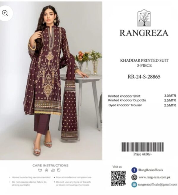Rangreza Khaddar unstiched 3pc
