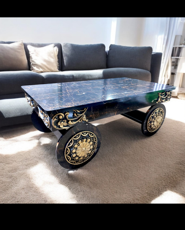 Modern Coffee Table, New arrival, Living Room & Drawing Room Furniture, Center Table, Wheel Design Table, Decorative item, Unique & Stylish Table